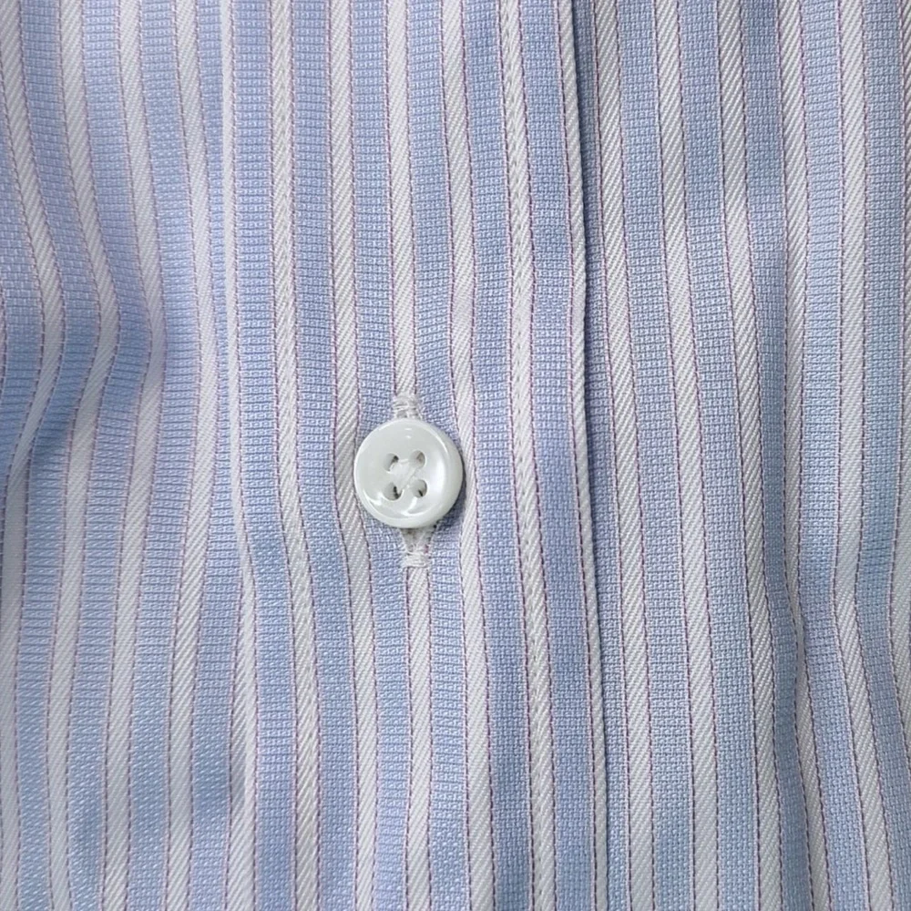 Canali Light Blue, White and Purple Striped Dress Shirt 👔 - Picture 4 of 8